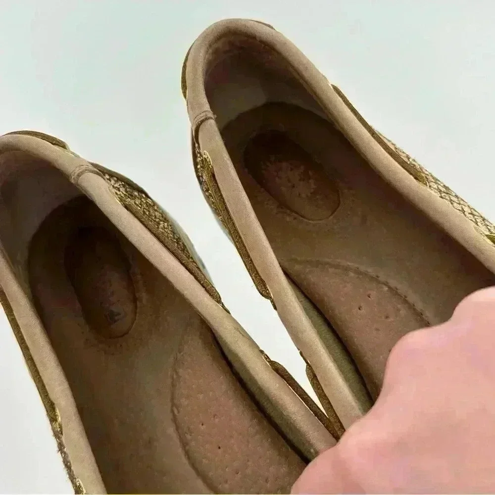 Sperry topsider flats 8.5 leather boat shoes gold glitter mermaidcore preppy